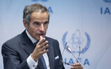 Rafael Grossi, director-general of the International Atomic Energy Agency, speaks during the IAEA's Board of Governors meeting at the agency's headquarters in Vienna, September 11, 2023. (Alex Halada/AFP)