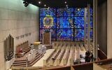 The expansive interior of the Chicago Loop Synagogue is conducive to social distancing. (Paul Harding/FAIA via JTA)