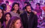 Idina Menzel and Adam Sandler in 'You Are So Not Invited To My Bat Mitzvah.' (Scott Yamano/Netflix via JTA)