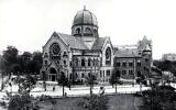 The Bornplatz Synagogue in Hamburg, Germany, which once held 1,200 congregants before it was destroyed in Kristallnacht. (Wikimedia Commons via JTA)