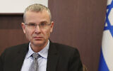 Israeli Justice Minister Yariv Levin attends the weekly cabinet meeting at the Prime Minister's Office in Jerusalem, March 5, 2023. (Gil Cohen-Magen/Pool via AP)