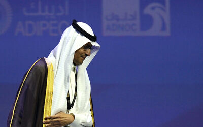 Saudi Arabia's Energy Minister Prince Abdulaziz bin Salman leaves the podium after his speech at the Abu Dhabi International Petroleum Exhibition Conference in Abu Dhabi, United Arab Emirates, on October 31, 2022. (Kamran Jebreili/AP)