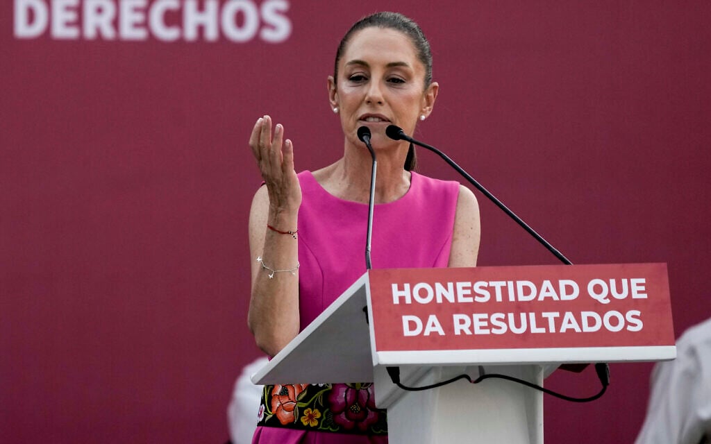 Mexico City Mayor Claudia Sheinbaum speaks to supporters during a rally before stepping down as mayor in order to run for president, in Mexico City, June 15, 2023. (AP Photo/Eduardo Verdugo) Mexico City Mayor Claudia Sheinbaum speaks to supporters during a rally before stepping down as mayor in order to run for president, in Mexico City, June 15, 2023. (AP Photo/Eduardo Verdugo)
