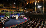 The Nobel laureates and the royal family of Sweden during the Nobel Prize award ceremony at the Concert Hall in Stockholm, Saturday Dec. 10 2022. (Pontus Lundahl/TT via AP, File)