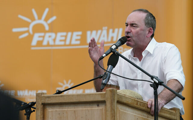 Bavarian Deputy Governor Hubert Aiwanger speaks at a public festival, in Keferloh, Germany, Sept, 3, 2023. (Uwe Leindpa via AP) Bavarian Deputy Governor Hubert Aiwanger speaks at a public festival, in Keferloh, Germany, Sept, 3, 2023. (Uwe Leindpa via AP)