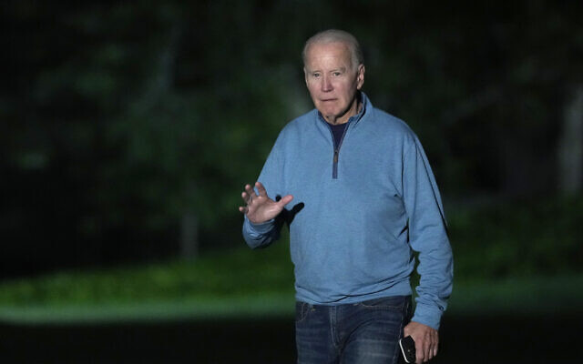US President Joe Biden walks across the South Lawn of the White House in Washington, Tuesday, September 12, 2023, after returning from a trip to India and Vietnam. (AP Photo/Susan Walsh) US President Joe Biden walks across the South Lawn of the White House in Washington, Tuesday, September 12, 2023, after returning from a trip to India and Vietnam. (AP Photo/Susan Walsh)