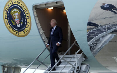 File: US President Joe Biden walks down the steps of Air Force One at John F. Kennedy International Airport in New York, September 17, 2023. (AP Photo/Susan Walsh)
