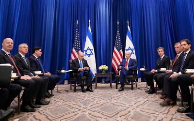 President Joe Biden meets with Israeli Prime Minister Benjamin Netanyahu in New York, September 20, 2023. (AP Photo/Susan Walsh)