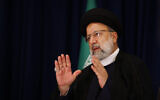 Iran's President Ebrahim Raisi departs after holding a news conference, in New York, September 20, 2023. (Jason DeCrow/AP)