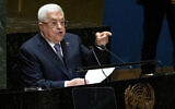 Palestinian Authority President Mahmoud Abbas addresses the 78th session of the United Nations General Assembly, September 21, 2023. (AP Photo/Craig Ruttle)
