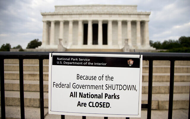 Illustrative: A sign reading 'Because of the Federal Government SHUTDOWN All National Parks are Closed' is posted on a barricade in front of the Lincoln Memorial in Washington, October 1, 2013. (AP Photo/Carolyn Kaster, File) Illustrative: A sign reading 'Because of the Federal Government SHUTDOWN All National Parks are Closed' is posted on a barricade in front of the Lincoln Memorial in Washington, October 1, 2013. (AP Photo/Carolyn Kaster, File)