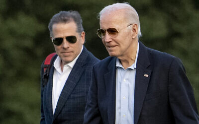 File: US President Joe Biden, right, and his son Hunter Biden arrive at Fort McNair, June 25, 2023, in Washington. (AP Photo/Andrew Harnik)