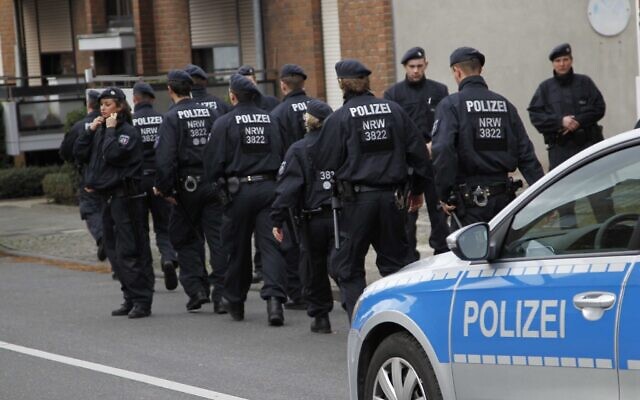 Illustrative: Police patrol in Alsdorf, near Aachen, western Germany, November 17, 2015. (Hermann J. Knippertz/AP) Illustrative: Police patrol in Alsdorf, near Aachen, western Germany, November 17, 2015. (Hermann J. Knippertz/AP)