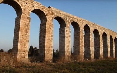 Screen capture from video of the water aqueduct leading to Acre, August, 2023. (YouTube. Used in accordance with Clause 27a of the Copyright Law)