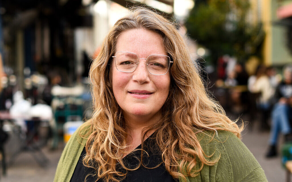 Cookbook author Adeena Sussman in the Carmel Market, ahead of her second recipe collection, 'Shabbat,' launched September 5, 2023 (Courtesy Lisa Rich)