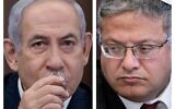 Prime Minister Benjamin Netanyahu (L) and National Security Minister Itamar Ben Gvir at the cabinet meeting in Jerusalem, Sept. 10, 2023. (Chaim Goldberg/Flash90)