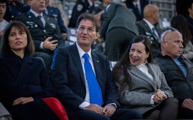 Likud MK's Tally Gotliv (right) and Boaz Bismuth attend the 75th anniversary Independence Day ceremony, held at Mount Herzl, Jerusalem on April 25, 2023. (Yonatan Sindel/Flash90) Likud MK's Tally Gotliv (right) and Boaz Bismuth attend the 75th anniversary Independence Day ceremony, held at Mount Herzl, Jerusalem on April 25, 2023. (Yonatan Sindel/Flash90)