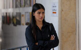 Oriane Ben Khalifa arrives for a hearing at the Jerusalem Magistrate's Court on June 20, 2023. (Yonatan Sindel/Flash90)