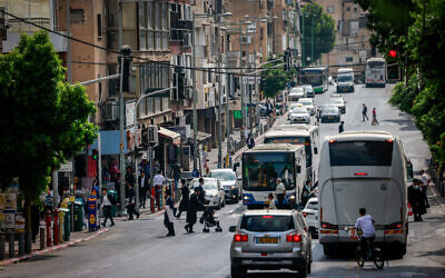 Illustrative: The main street of Bnei Brak, August 17, 2023. (Chaim Goldberg/Flash90)