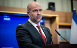 Knesset Speaker Amir Ohana holds a press conference at the Knesset, September 6, 2023. (Yonatan Sindel/Flash90)