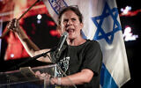 Protest leader Shikma Bressler at a demonstration against the government's judicial overhaul, in Tel Aviv, on September 9, 2023. (Avshalom Sassoni/Flash90)