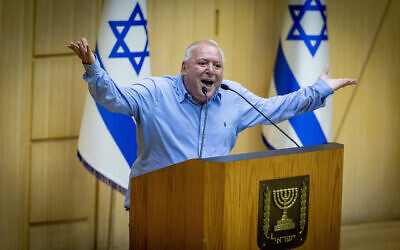 Minister David Amsalem at the Knesset in Jerusalem on September 19, 2023. (Yonatan Sindel/Flash90)