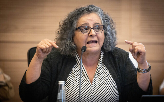 MK Aida Touma-Sliman attends a Finance Committee meeting at the Knesset in Jerusalem, on September 26, 2023. (Chaim Goldberg/Flash90)
