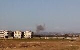 This image circulating online purports to show smoke rising from a site in the Tartus area following an alleged Israeli strike in Syria, September 13, 2023. (Social media; used in accordance with Clause 27a of the Copyright Law)