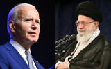 Left: US President Joe Biden holds a press conference in Hanoi, Vietnam, on September 10, 2023 (SAUL LOEB / AFP); Right: Iran's Supreme Leader Ayatollah Ali Khamenei speaking before students and clerics during a rally in Tehran on July 12, 2023. (KHAMENEI.IR / AFP)