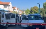 Police at the scene where a car bomb was found in Lod on September 28, 2023 (Israel Police Spokesperson)