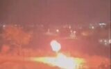 Screen capture from video of a rocket-propelled grenade launch in the northern Bedouin town of Tuba-Zangariyye, September 2023. (X. Used in accordance with Clause 27a of the Copyright Law)