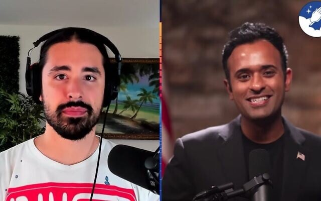 Albert Faleski interviews Republican presidential candidate Vivek Ramaswamy on his podcast on September 5, 2023. (Screen capture/YouTube) Albert Faleski interviews Republican presidential candidate Vivek Ramaswamy on his podcast on September 5, 2023. (Screen capture/YouTube)
