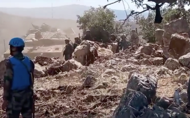 Screen grab of IDF troops responding to Lebanese heavy machinery that crossed the Blue Line, September 23, 2023 (Used in accordance with Clause 27a of the Copyright Law) Screen grab of IDF troops responding to Lebanese heavy machinery that crossed the Blue Line, September 23, 2023 (Used in accordance with Clause 27a of the Copyright Law)