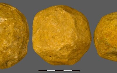 A digitally mapped spheroid from the 'Ubeidiya archaeological site near the Dead Sea. (Leore Grosman/Hebrew University)