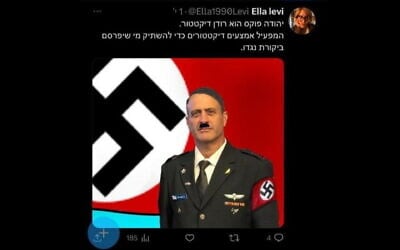 This now-deleted post on X, September 10, 2023 shows Maj. Gen. Yehuda Fox photoshopped to be depicted as Hitler. (Screenshot: X)