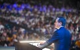 President Isaac Herzog speaks at a memorial marking 50 years since the Yom Kippur War, at Latrun, September 27, 2023. (Kobi Gideon/GPO)