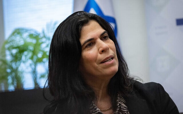 Yael Arad, the head of the Israeli Olympic Committee, during a press converence in Jerusalem, February 23, 2022. (Yonatan Sindel/Flash90) Yael Arad, the head of the Israeli Olympic Committee, during a press converence in Jerusalem, February 23, 2022. (Yonatan Sindel/Flash90)