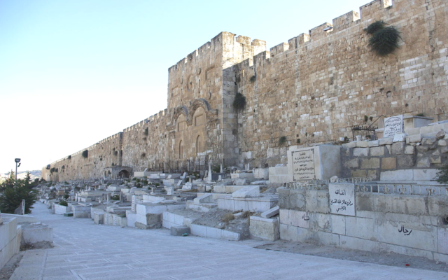 The Bab al-Rahmeh Muslim cemetery outside the eastern walls of the Old City of Jerusalem, July 7, 2015 (Moataz Egbaria, Wikicommons - used in accordance with Clause 27a of the Copyright Law) The Bab al-Rahmeh Muslim cemetery outside the eastern walls of the Old City of Jerusalem, July 7, 2015 (Moataz Egbaria, Wikicommons - used in accordance with Clause 27a of the Copyright Law)