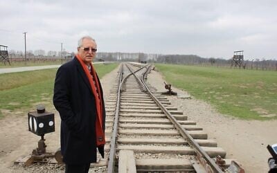 Palestinian peace activist Prof. Mohammed Dajani, founder of the Wasatia anti-radicalization movement, during a visit to the Auschwitz death camp in March 2014. (Courtesy)