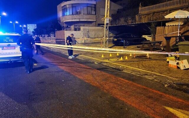 Police at the scene of a criminal shooting in Haifa, September 23, 2023. (Israel Police) Police at the scene of a criminal shooting in Haifa, September 23, 2023. (Israel Police)