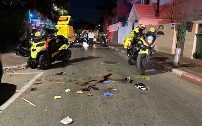 Medics at the scene of a violent brawl in south Tel Aviv on September 30, 2023 (Magen David Adom)