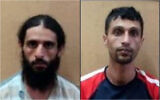 Mohammed al-Roub, left and Yousef Abu al-Roub,seen in a composite handout photo provided by the Shin Bet on September 3, 2023. (Courtesy)