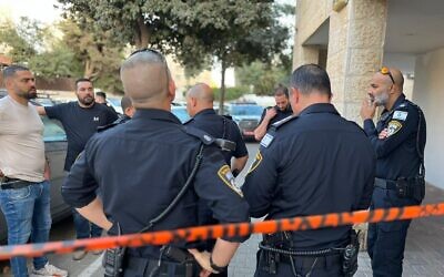 Police at the scene of a stabbing in Jerusalem, Sept. 30, 2023. (Israel Police)