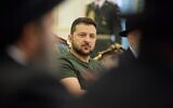 Ukrainian President Volodymyr Zelensky meets local Jewish leader ahead of Rosh Hashana, September 14, 2023 (FJCU)