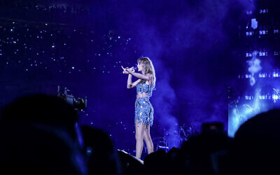 Taylor Swift performs at a concert on "The Eras Tour," in 2023. (Paolo Villanueva/Wikimedia Commons via JTA) Taylor Swift performs at a concert on "The Eras Tour," in 2023. (Paolo Villanueva/Wikimedia Commons via JTA)