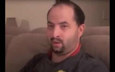 Carl Mintz, a Jewish man in Farmington Hills, Michigan, in an audition tape he made for a stage production about Jesus Christ, uploaded September 17, 2021. Mintz was arrested on October 14, 2023, and charged with threatening to 'hunt Palestinians' amid deadly violence between Israel and Hamas. (Screenshot via YouTube via JTA)