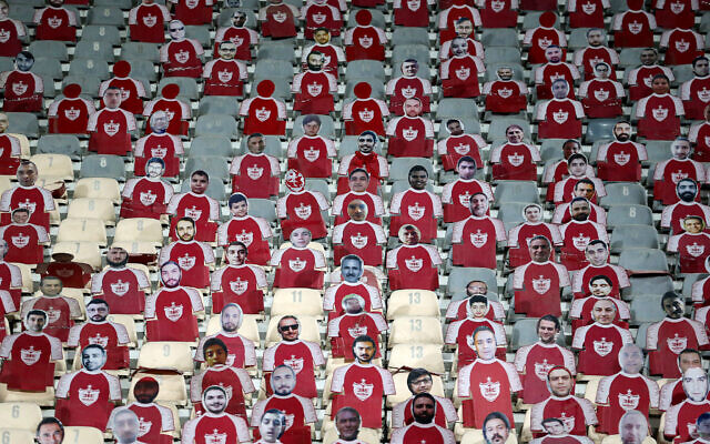 Life-size cutouts depicting a crowd of spectators are placed in empty seats during the AFC Champions League group E football match between Persepolis FC and al-Nassr FC at Tehran's Azadi stadium, on September 19, 2023. (Photo by ATTA KENARE / AFP) Life-size cutouts depicting a crowd of spectators are placed in empty seats during the AFC Champions League group E football match between Persepolis FC and al-Nassr FC at Tehran's Azadi stadium, on September 19, 2023. (Photo by ATTA KENARE / AFP)