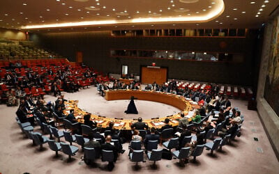 Illustrative: A meeting of the United Nations Security Council on New York City on September 21, 2023. (Bryan R. Smith/AFP) Illustrative: A meeting of the United Nations Security Council on New York City on September 21, 2023. (Bryan R. Smith/AFP)