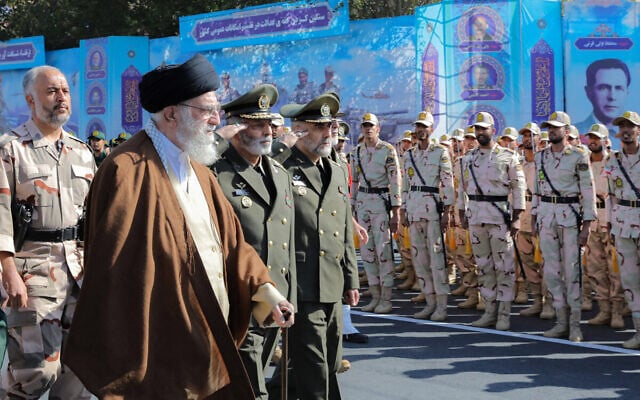 A handout picture provided by the office of Iran's Supreme Leader Ayatollah Ali Khamenei shows him attending a joint graduation ceremony for cadets in Tehran, October 10, 2023. (KHAMENEI.IR / AFP) A handout picture provided by the office of Iran's Supreme Leader Ayatollah Ali Khamenei shows him attending a joint graduation ceremony for cadets in Tehran, October 10, 2023. (KHAMENEI.IR / AFP)