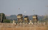 File: The Iron Dome missile defense system stationed close to the southern city of Sderot on October 12, 2023. (Jack Guez/AFP)